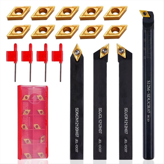 Indexable Lathe Turning Tools 14 Pcs Set 1/2 Inch for Turning Boring Grooving Cutting Threading Carbide Turning Tools