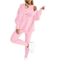 thumbnail image 3 of THDHVS Workout Sets for Women, Womens 3 Pc Outfits Lounge Hoodie Sweatsuit Sets Oversized Sweatshirt Baggy Fall Fashion Sweatpants with Pockets Pink M, 3 of 5