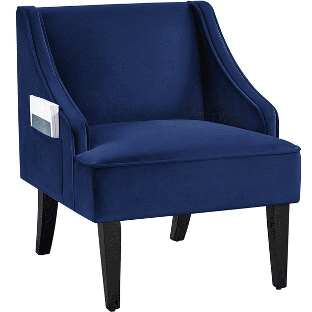 Yaheetech Midcentury Upholstered Velvet Accent Chair, Blue
