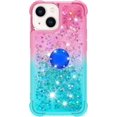 thumbnail image 2 of for Apple iPhone 15 Plus Clear Case for Girls Women, Liquid Glitter Sparkle Bling Cute Case with Kickstand Gradient Quicksand Cover for iPhone 15 Plus JB Powder Blue, 2 of 14
