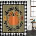 thumbnail image 2 of Fall Pumpkins Shower Curtain, Waterproof Shower Curtains for Bathroom, Thanksgiving Autumn Leaves Rustic Checkered Washable Fabric Bathtub Curtain Set Bath Decor with 12 Hooks Long 72"x84", 2 of 8