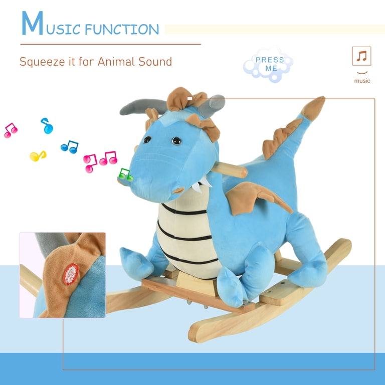 Qaba Kids Plush Dinosaur Rocking Horse with Sounds photo 6