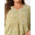 thumbnail image 5 of DARING DIVA Women's Plus Floral Ruffle Flowy Babydoll Blouse 4X Yellow, 5 of 6