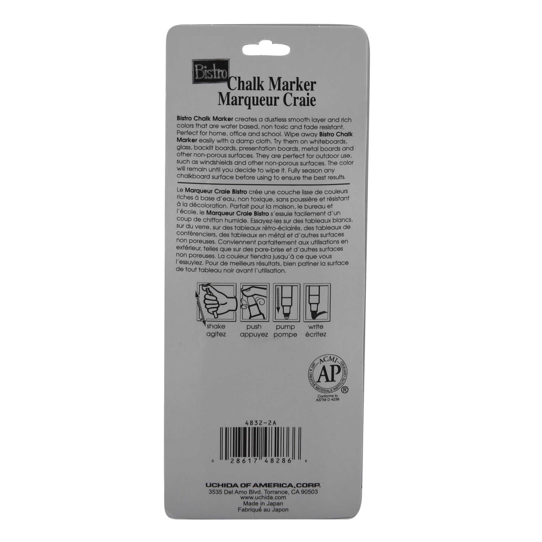Marvy Uchida Bistro Fine Point & Chisel Tip White Chalk Marker Set, 12 Pack