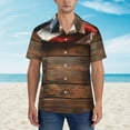 thumbnail image 2 of Honeii Rustic American Flag Wood Print Men’s Hawaiian Shirt,Classic Button-Down Short Sleeve Shirt, for Beach, Vacation, and Outdoor Activities,3X-Large, 2 of 7