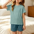 thumbnail image 2 of Bovxnpu Girls Boys Outfits Set Boys Girls Short Sleeve Sleepwear Set Casual Home Sleepwear 2Pc Set, 2 of 9