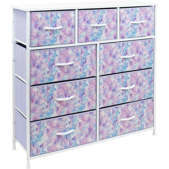 Sorbus Large 9 Drawer Dresser for Kids Bedroom, Tie-Dye Colors