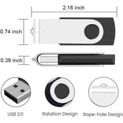 2GB 2PCS USB 2.0 Flash Drive Thumb Drive Memory Stick, (2GB*2PACK BLACK)