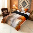 thumbnail image 2 of Manfei Abstract Oil Painting Twin Comforter Sets, Orange Brown Brushstroke Bedding Set, Orange Brown, Black Reversible 2 Pieces, 1 Comforter and 1 Pillowcase, 2 of 6
