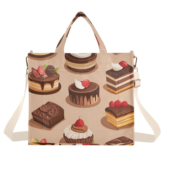 FORMRS Womens Corduroy Tote Bag Crossbody Shoulder Handbag with Pocket, Creamy Cake