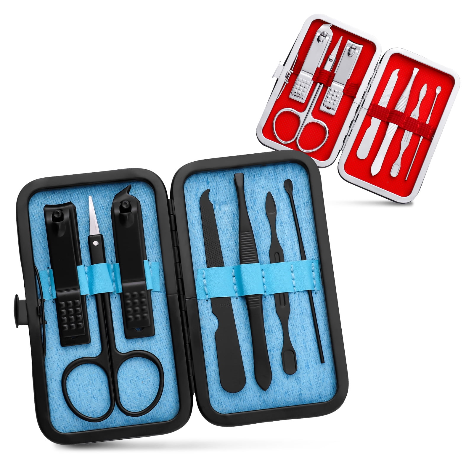 HEQUSIGNS 2 Pack 7 in 1 Portable Manicure Set, Metal Nail Clipper Set