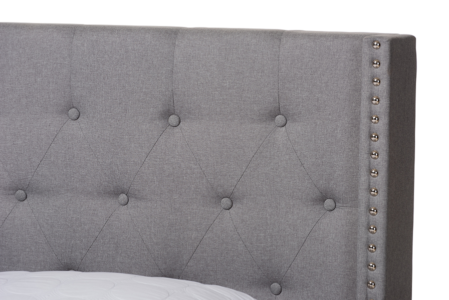 Baxton Studio Brady Modern and Contemporary Light Grey Fabric Upholstered King Size Bed - image 4 of 10