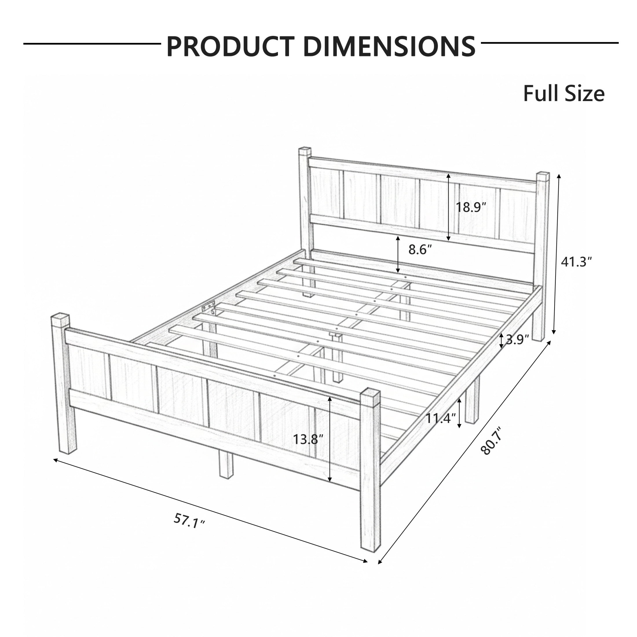 Noble House Full Platform Bed with Headboard and Footboard, Wood Frame, Dark Walnut