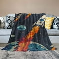 thumbnail image 2 of Creowell  Outer Space Theme Throw Blanket for Kids, Blue Space Astronaut Rocket Fuzzy Blanket for Boys Gift, Soft Galaxy Planet Spaceship Flannel Blanket for Children Teen Bed Couch Decor White, 2 of 6