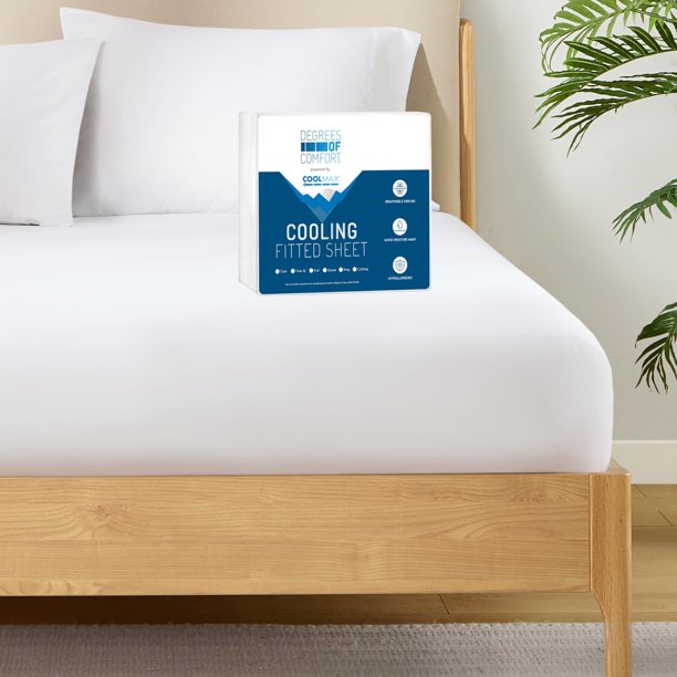 Grados De Comodidad Coolmax Sábana Bajera Ajustable De Refrigeración Solo California King Size Sábanas Suaves Para Durmientes Calientes De Hasta 15.0 In De Profundidad, Bolsillo Elástico Sin Arrugas,