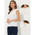 thumbnail image 2 of Unique Bargains Women's Summer Round Neck Cap Sleeve Blouse Tops S White, 2 of 6