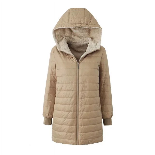 Women's Jacket Winter New Mid Length Edition Fit Plus Fleece Cotton Coat Lamb Fleece