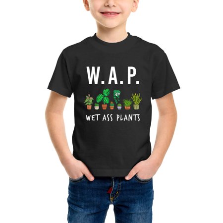 

Envmenst Boys Short Sleeve T-Shirt WAP Wet Ass Plants Funny Sassy Garden Graphic Kids Girl Cotton Casual Unisex T Shirt