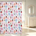 thumbnail image 2 of Erosebridal Retro Ladybug Shower Curtain 72Wx78L,Cartoon Flowers Bath Curtain,White Blue, 2 of 5