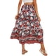 thumbnail image 3 of Lucakuins - Falda larga bohemia para mujer, elegante cintura elástica, floral, fluida, para verano, informal, diario Lucakuins moda, 3 of 4