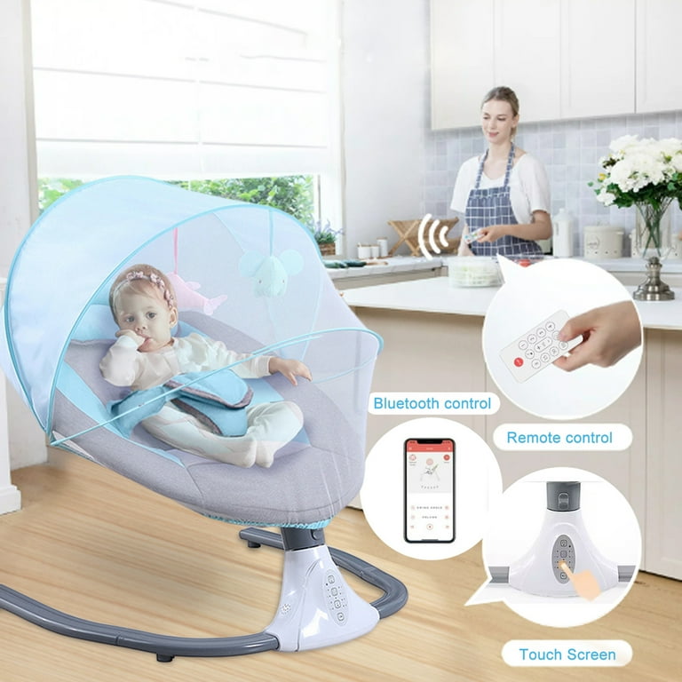 Electric Baby Swing Portable Swing Chair Infant Auto Swing Seat with 4 Speeds Motion and Remote Control Blue Walmart