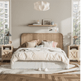 thumbnail image 4 of EVOKEDEN Farmhouse Nightstands Set of 2, Rustic Vintage Side End Table w/ Storage & Barn Door for Bedroom Living Room, Beige, 4 of 8
