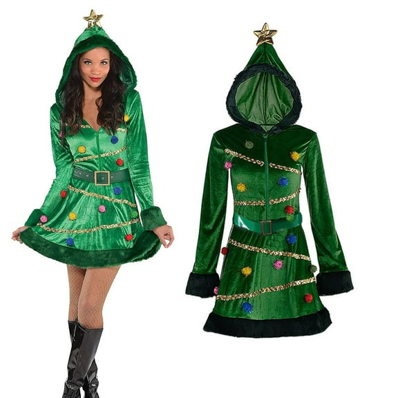 Elf Costume for Women Christmas Santa Helper Xmas Cosplay Outfit Santa Dress Elf Hat Shoes Socks