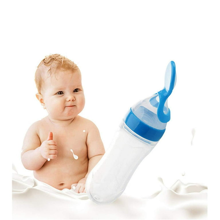2 Pack Infant Baby Silica Gel Feeding Bottle With Spoon Newborn Toddler  Food Rice Cereal Bottles Milk Feeder 90ml/3oz 