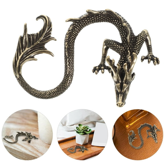 KALLORY Copper Dragon Garden Statue Retro Animal Sculpture Decorative Outdoor Yard Set