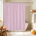 thumbnail image 4 of Solid Color Shower Curtain, Waterproof Shower Curtains for Bathroom, Modern Bohemia Linen Texture Pink Purple Washable Fabric Bathtub Curtain Set Bath Decor with 12 Hooks Extra Long 72"x96", 4 of 8