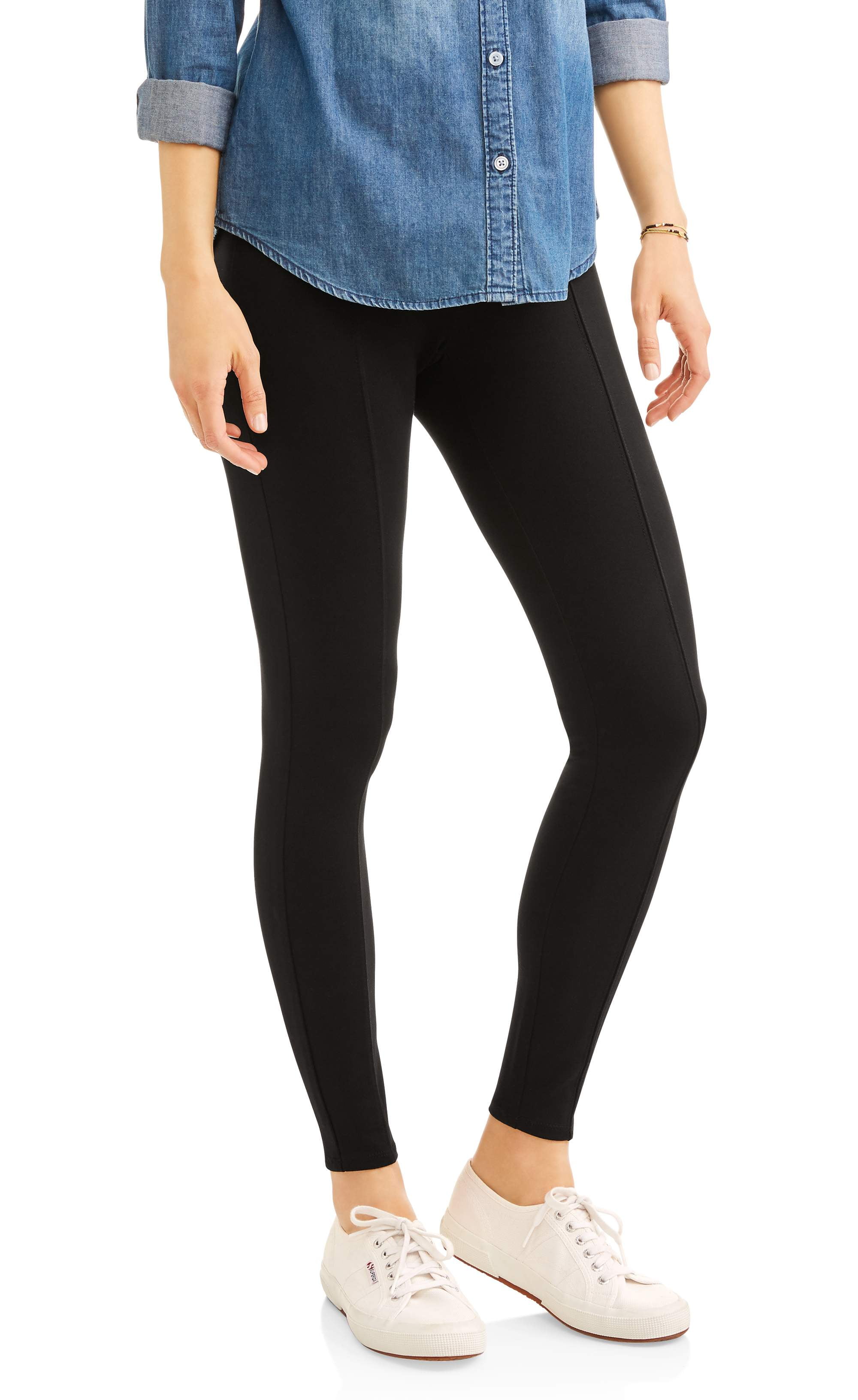 Faded Glory Blue/Black Leopard Stretch Cotton Ankle Length Leggings 