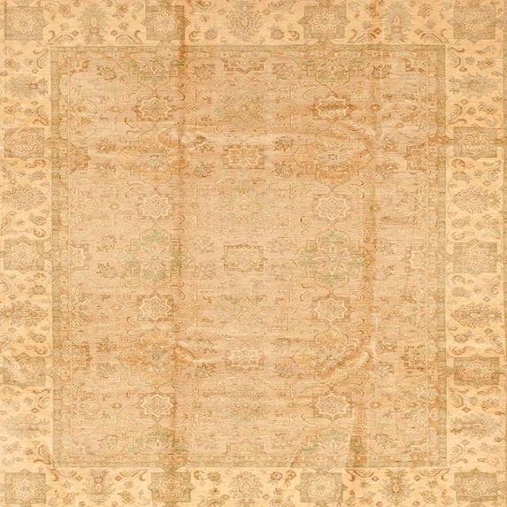 Ahgly Company Machine Washable Indoor Square Abstract Beer Orange Area Rugs, 3' Square