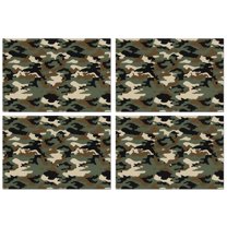 Classic Camo Green Brown Pattern Summer Placemats Table Placemats Set Of 4-Linen Kitchen Washable Placemats Table Mats 11.8"x17.7" Non-Slip Heat Resistant