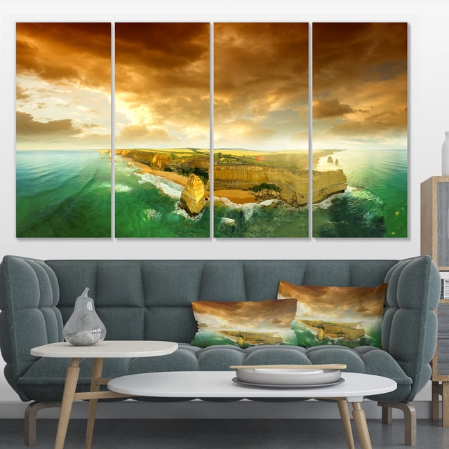 Great Ocean Road Australia Green - Modern Seascape Canvas Artwork