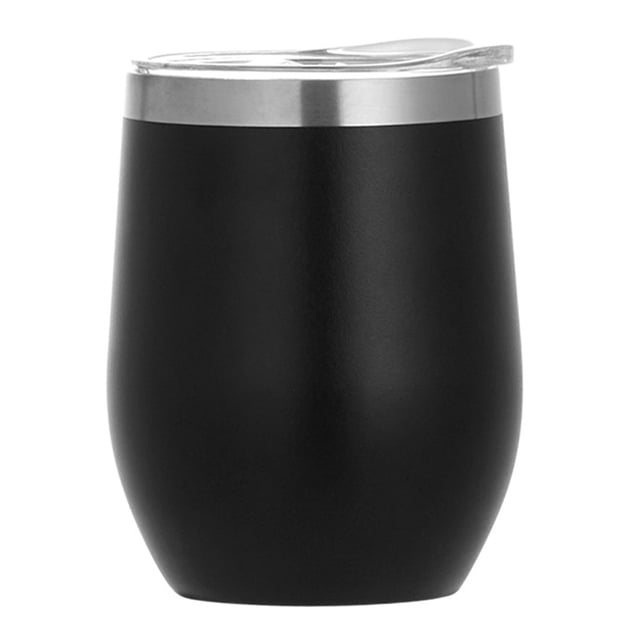 Stainless Steel Wine Tumbler, 12oz Vacuum Insulated Cup For Wine, Coffee, Cocktails, Beer (Fashionable Black, Multi-purpose Usage)