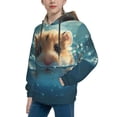 thumbnail image 2 of Disketp Cute Swimming Guinea Pig Youth Hoodie Sweatshirt for Boys Girls Kids Pullover Hooded Classic Casual Essentials Hoodie-Small, 2 of 6