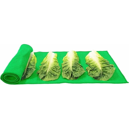 FRKSMD-Microfiber Lettuce Wrap Towels Ultra Absorbent Waffle Weave Vegetable Drying Cloths Reusable Kitchen Towels for Greens Herbs Produce Space-Saving Alternative 12 x 42 Green 2-Pack