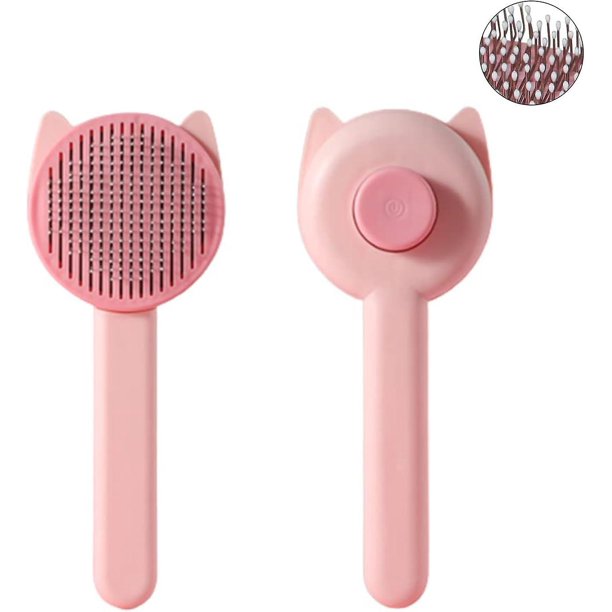 Cepillo para gatos Pinkdogs, cepillo para perros, cepillo para gatos, cepillo para quitar el pelo de mascotas de pelo largo y corto, limpia el pelo de las mascotas con un solo clic, peine masajeador