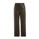 thumbnail image 5 of Pantalones de piel sintética Vigorbear para mujer, color liso, cintura alta, pierna recta, estilo vintage de los años 90, con bolsillos, 5 of 8