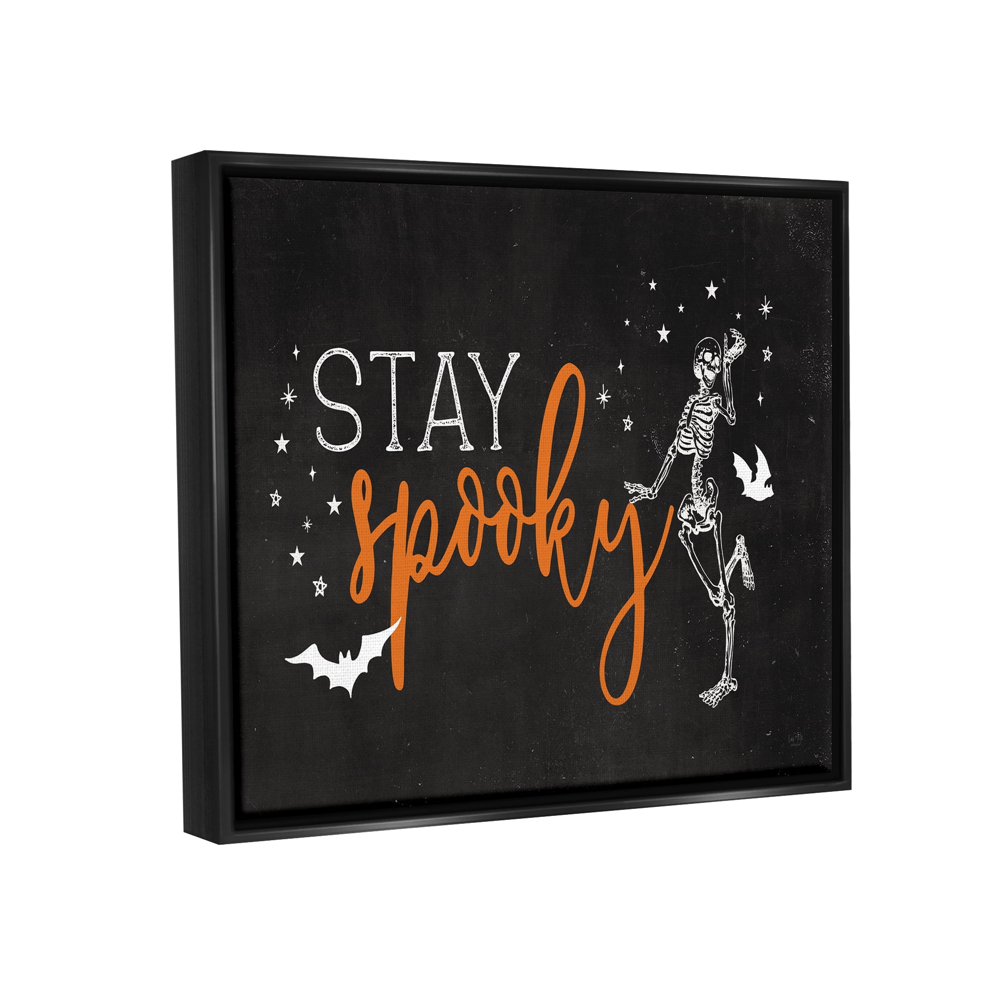Stupell Industries Stay Spooky Skeleton Holiday Painting Black Floater Framed Art Print Wall Art, 31 x 25