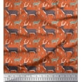 thumbnail image 1 of Soimoi Orange Georgette Viscose Fabric Deer Animal Printed Fabric 1 Yard 42 Inch Wide, 1 of 3