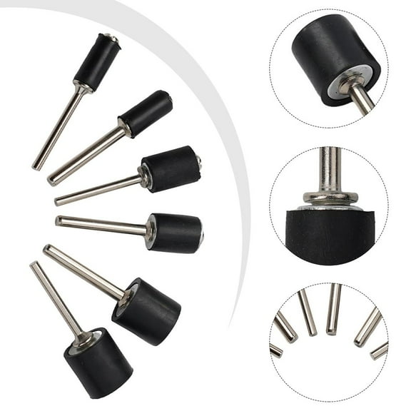 6Pcs Rubber Mandrel Set Sandpaper Circle Kit Grinder Drum Polishing Drum Mandrel