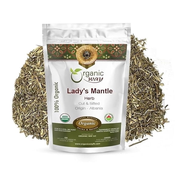 Organic Way Lady's Mantle Herb Cut & Sifted (Alchemilla vulgaris) | Dried Herbal Herb for Tea, Infusions, Blending & DIY Use 2 oz