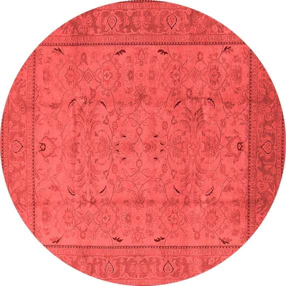 Ahgly Company Indoor Round Oriental Red Industrial Area Rugs, 3' Round
