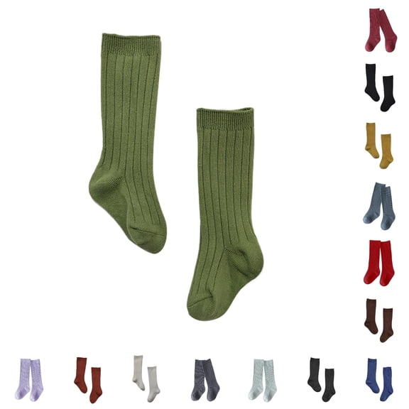 Rhuody Socks For Boys Girls Baby Infants Toddlers Middle 1 Pack Bow Ribbed Long Stockings Ruffled School Leggings Knee High Socks Green
