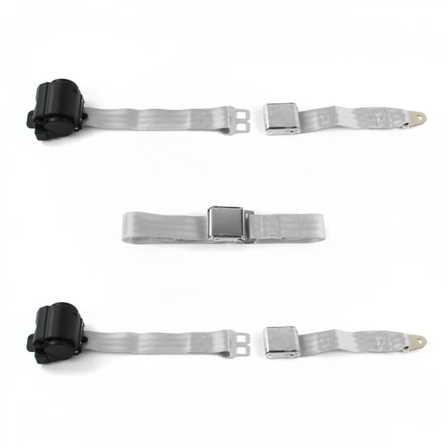 Airplane 2 Point Gray Retractable Bench Seat Belt Kit For 1978