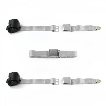 Airplane 2 Point Gray Retractable Bench Seat Belt Kit For 1978