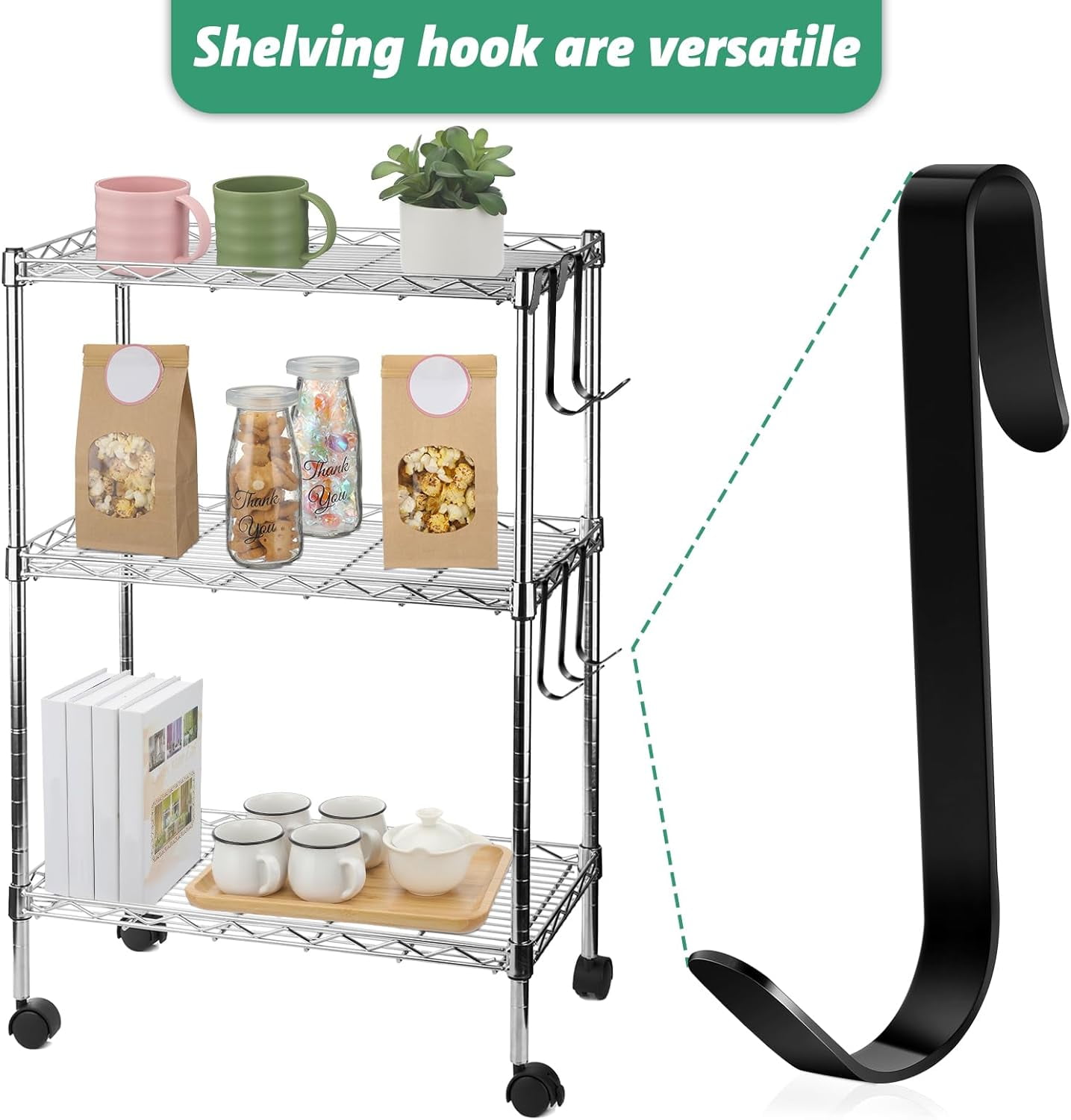 TrendMallOasis  6 Pcs J Hook for Wire Shelving 3.6 Inch Large Heavy Duty Metal Shelf Hooks for Wire Shelves Racks Closet Shelving Accessories