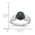 thumbnail image 5 of 14K White Gold Ring Band Pearl Freshwater Black 7mm FW Cultured, Size 8, 5 of 5