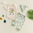 thumbnail image 4 of Staki Baby Boys Clothes Baby Boys 2PCS Pants Sets Short Sleeve Romper Print Pants Sets Summer Clothes 3 6 Months(Beige, 3-6 Months), 4 of 6